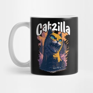 Catzilla Unleashed Funny Cartoon-Style Feline Mug